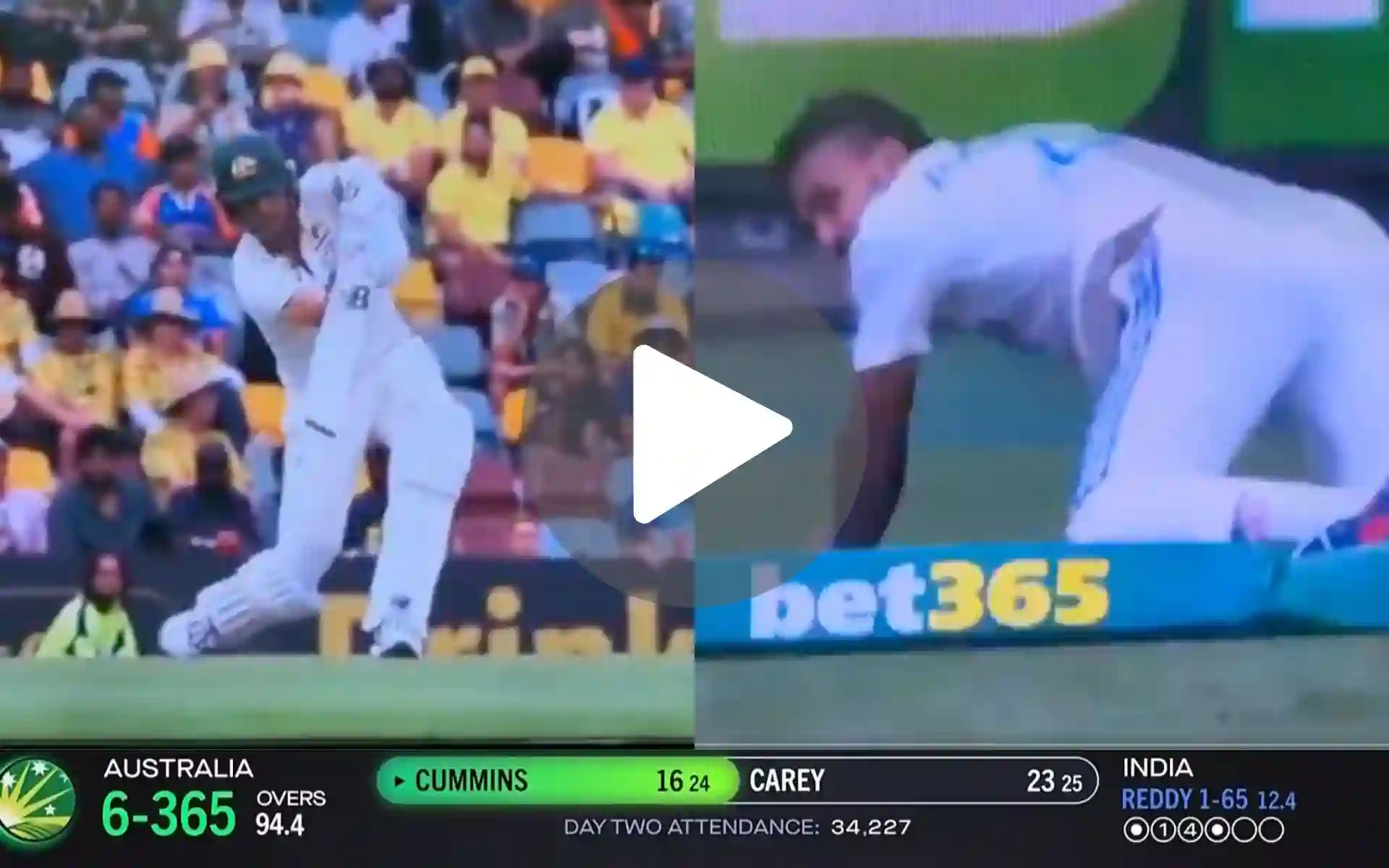 [Watch] Akash Deep's Boundary Stop Goes In Vain As Cummins And Carey Run Four Runs